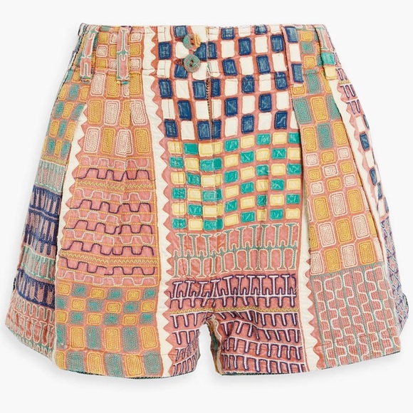 Ulla Johnson Freda Embroidered Pleated Shorts Size 6 - Picture 15 of 15